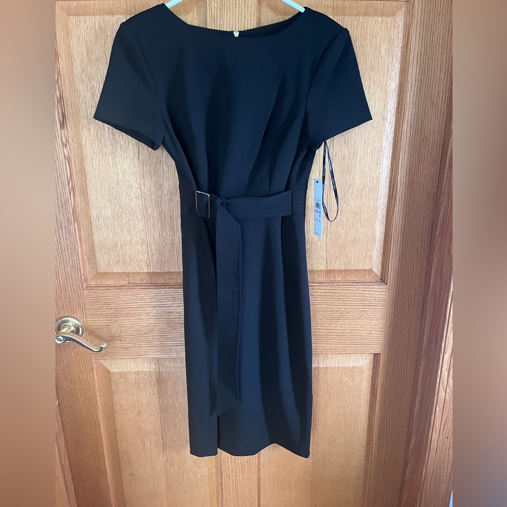 Black Belted Sheath Dress - Women